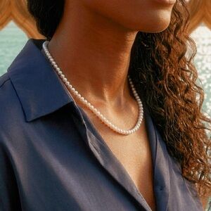 Genuine Cultured Freshwater Pearl Strand Necklace - Classic Creamy White